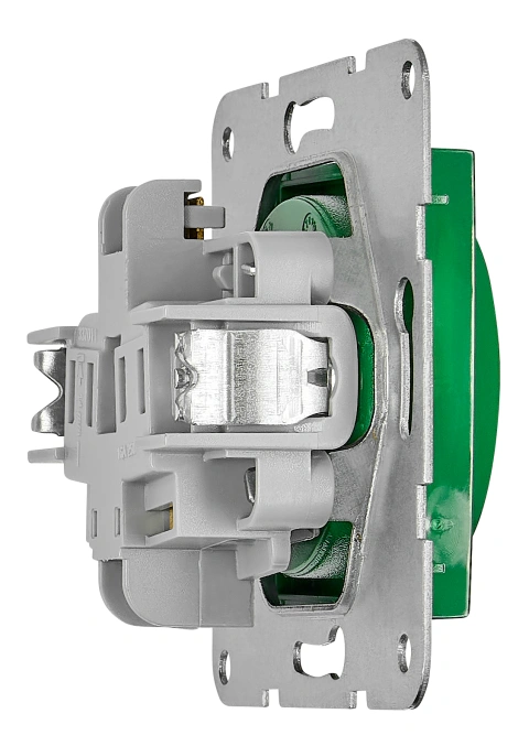 Insert priză, cu pin PE, protecție, cleme elastice,verde_3