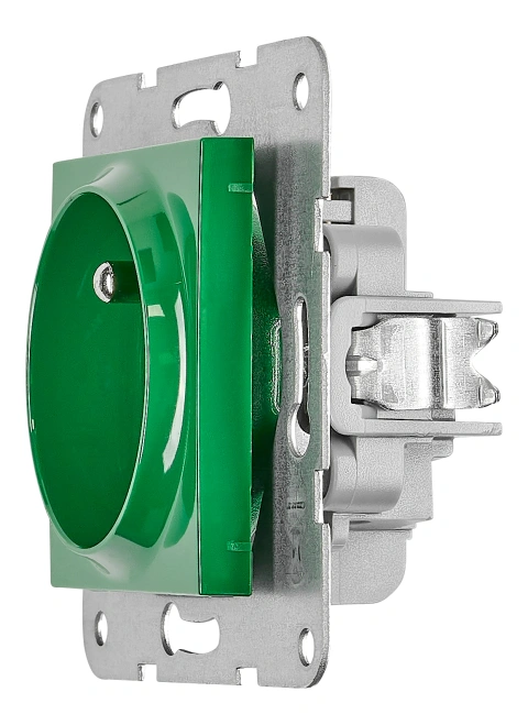 Insert priză, cu pin PE, protecție, cleme elastice,verde_4