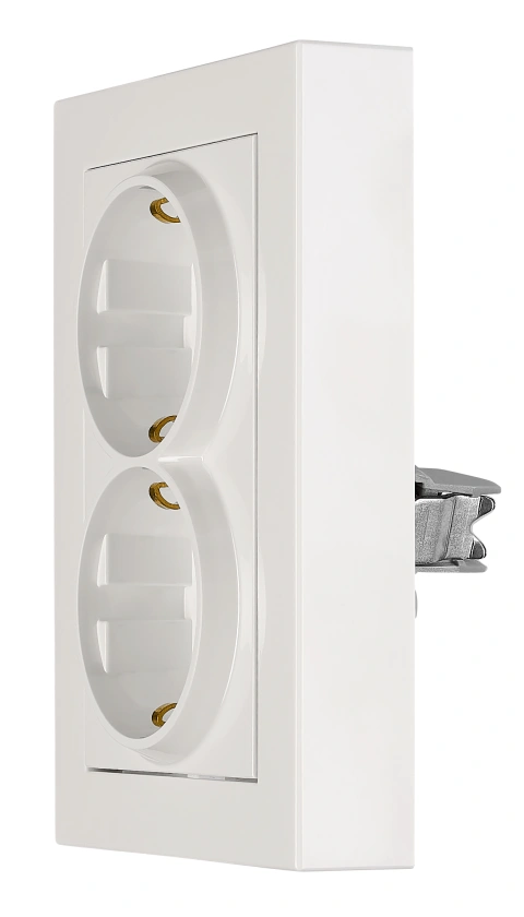Priză dublă completă cu protecție, cleme cu șurub, albă_4