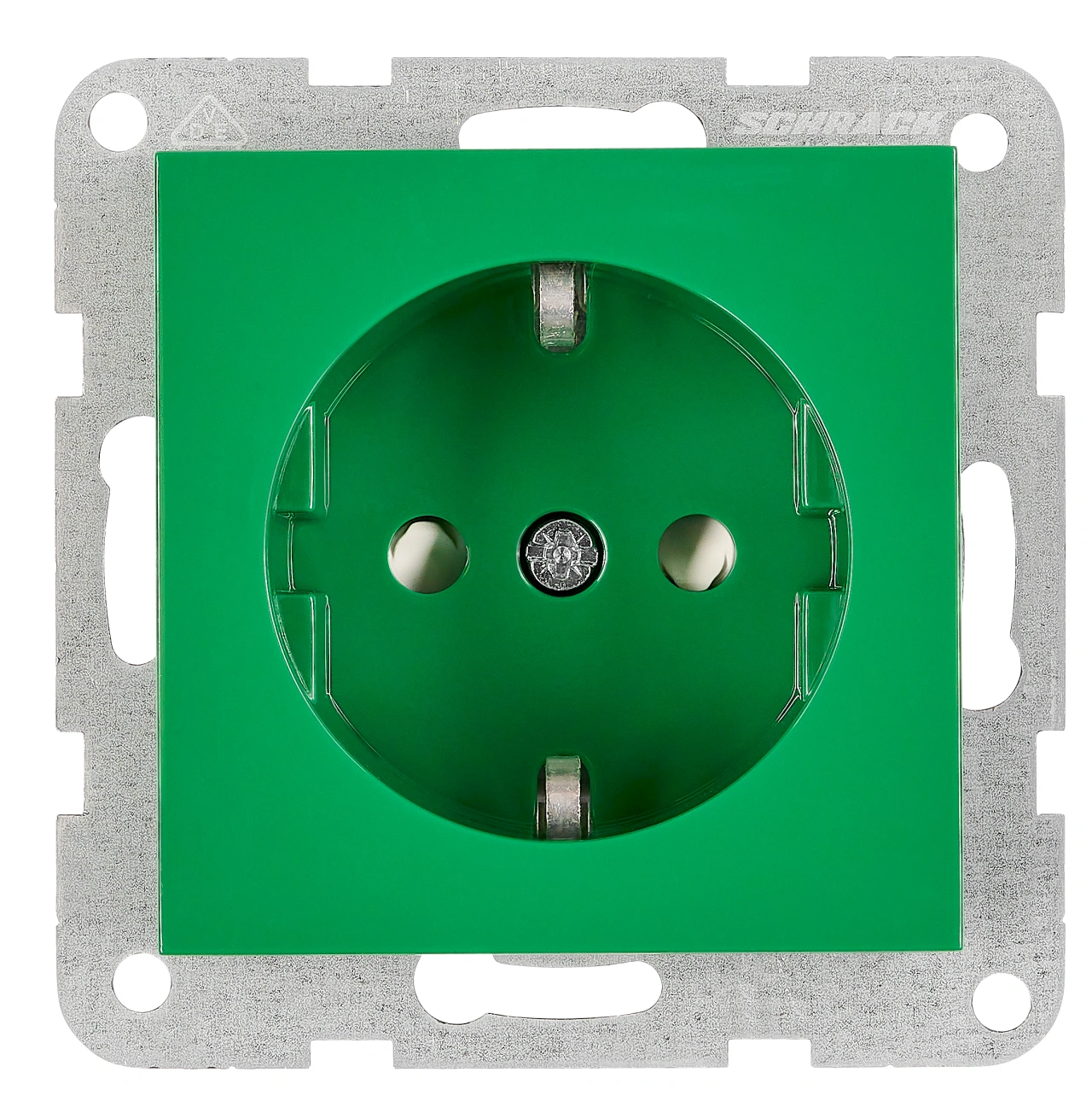 Insert priză, cu protecție, verde, cleme elastice