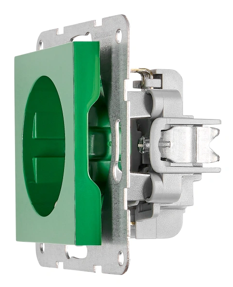 Insert priză, cu protecție, verde, cleme elastice_4