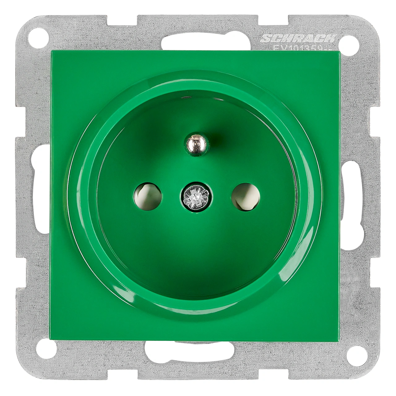 Insert priză, cu pin PE, protecție cleme elastice, verde