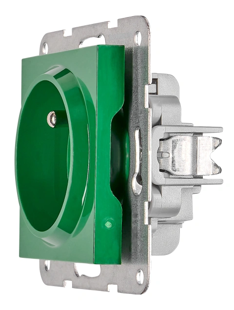 Insert priză, cu pin PE, protecție cleme elastice, verde_4