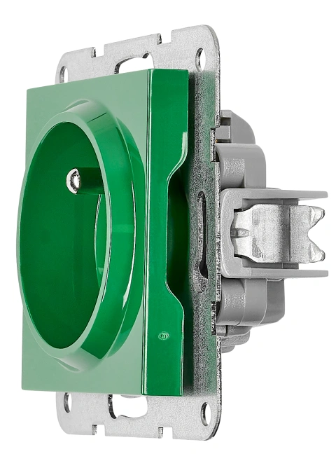 Insert priză, cu pin PE, protecție cleme cu șurub, verde_4