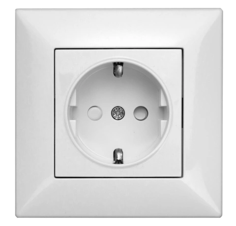 Priză completă, cu protecție, conexiune elastică, albă