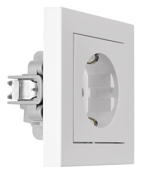 Priză completă, cu protecție, conexiune elastică, albă_1