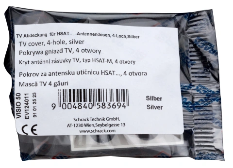 Mască pentru priză TV, tip HSAT, cu 4 decupaje, argintiu_3