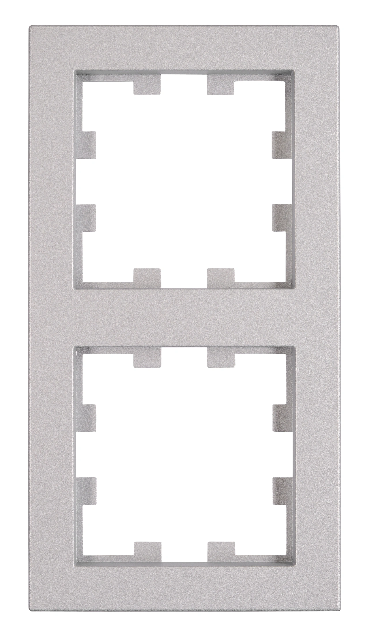 Ramă 2 aparate, Design CUBIC, argintie