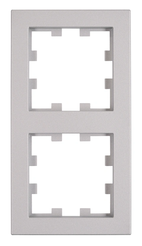 Ramă 2 aparate, Design CUBIC, argintie