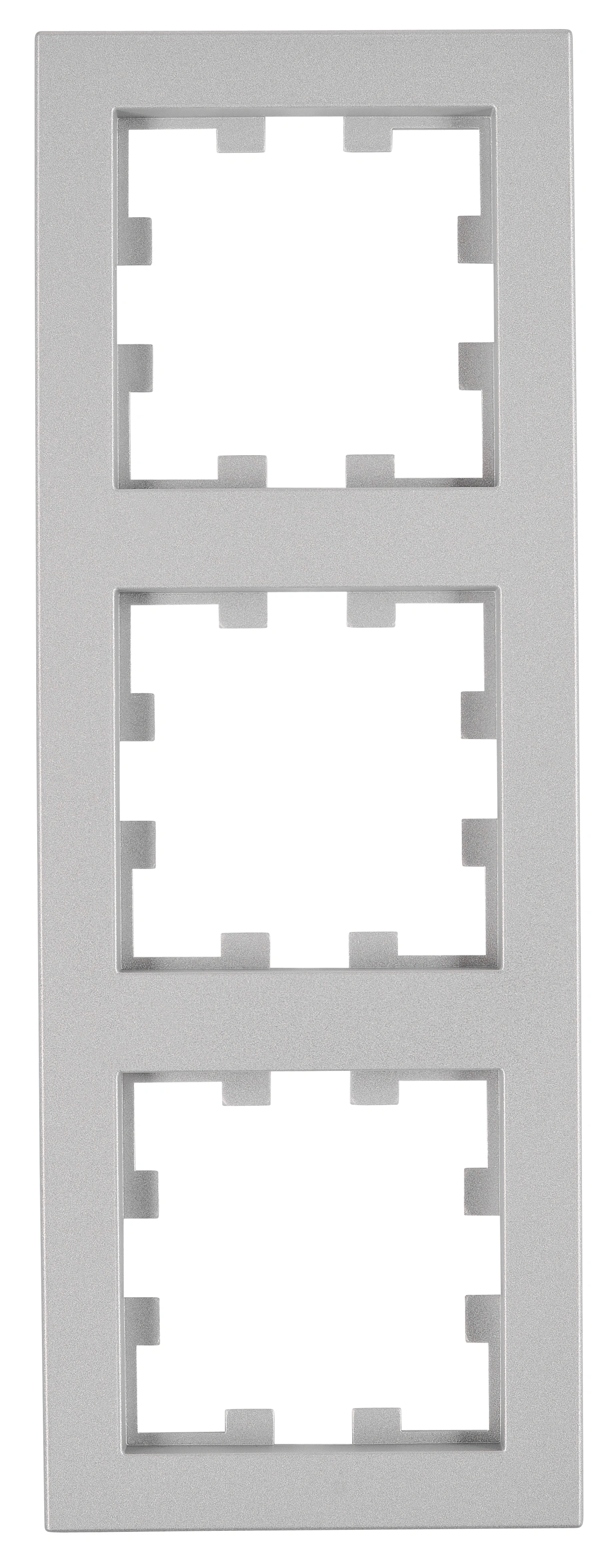 Ramă 3 aparate, Design CUBIC, argintie