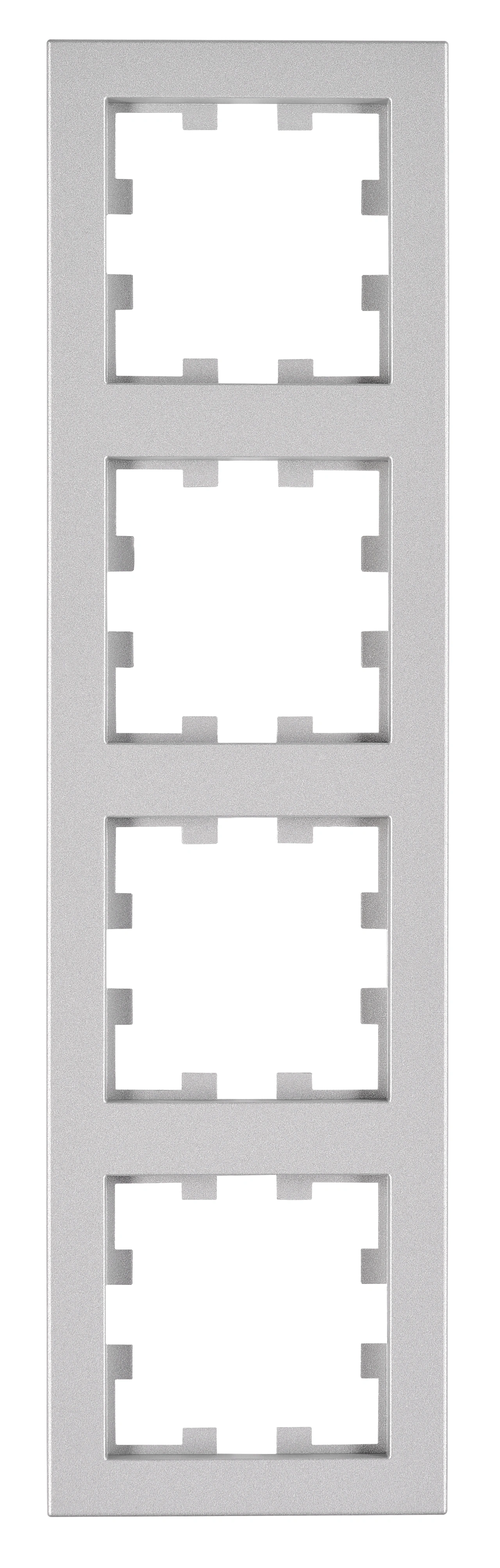 Ramă 4 aparate, Design CUBIC, argintie