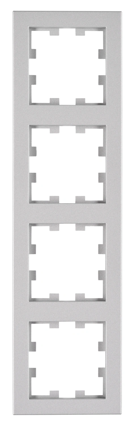 Ramă 4 aparate, Design CUBIC, argintie