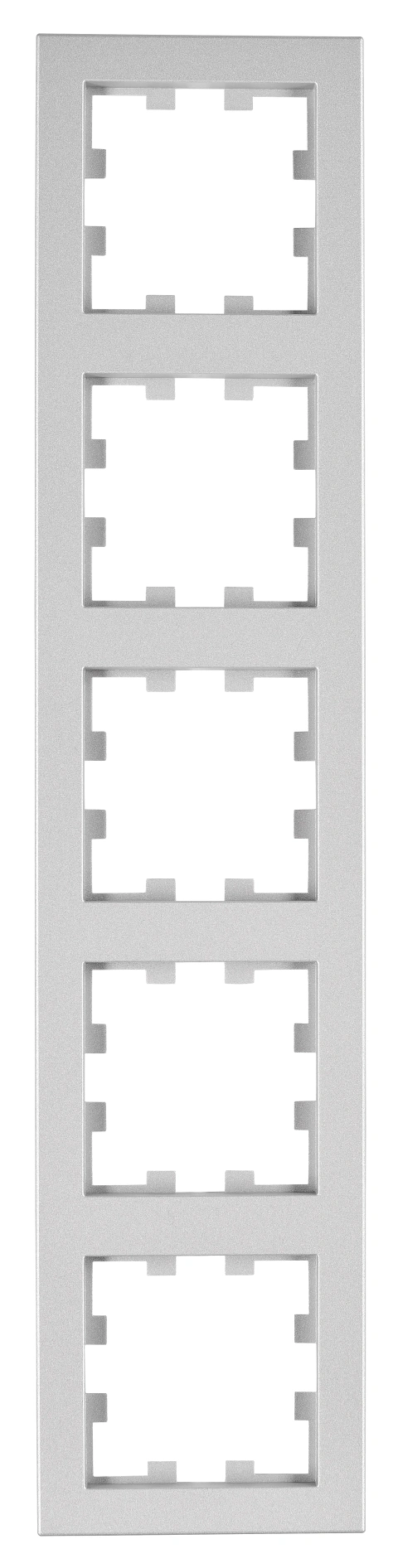 Ramă 5 aparate, Design CUBIC, argintie