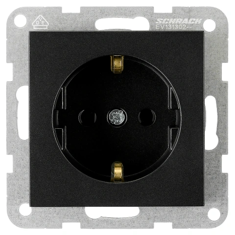 Socket outlet, cage clamps, black