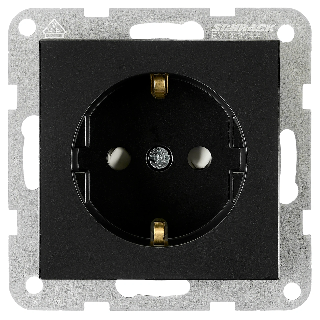 Socket outlet with safety shutter, screw clamps, black