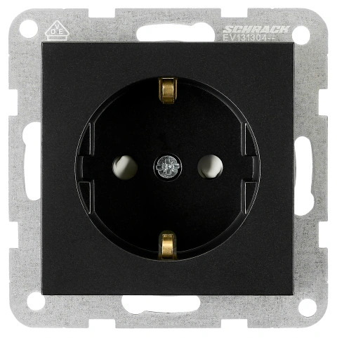 Socket outlet with safety shutter, screw clamps, black