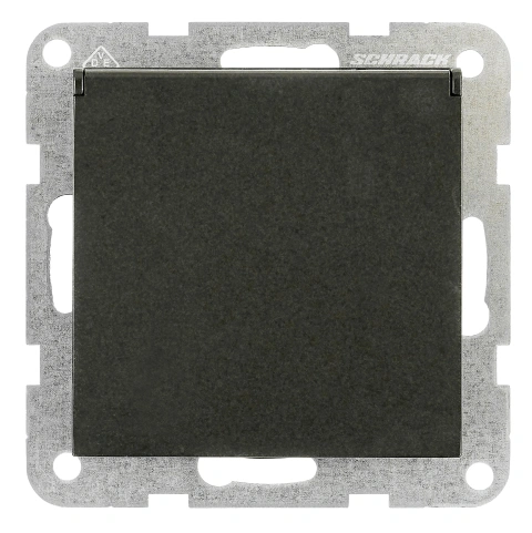 Socket outlet, flap cover, cage clamps, black