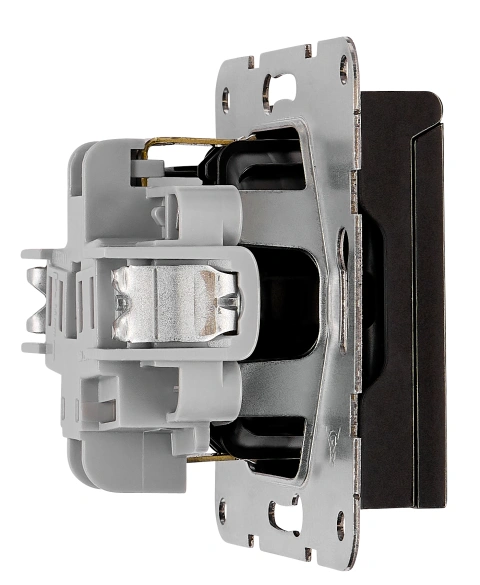 Socket outlet, flap cover, cage clamps, black_5