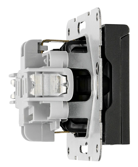 Socket outlet, flap cover, screw clamps, black_5