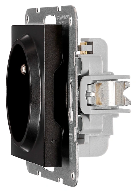 Pin socket outlet with safety shutter, cage clamps, black_3