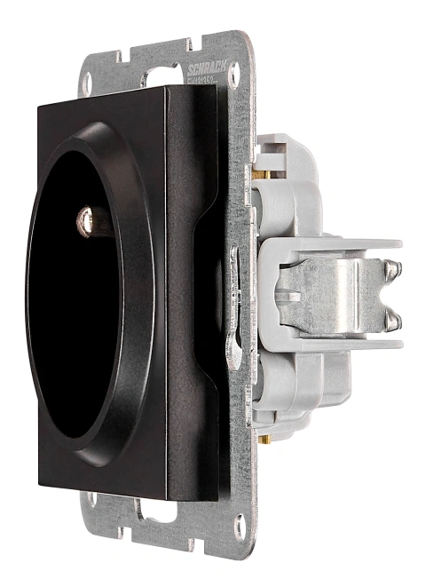 Pin socket outlet with safety shutter, screw clamps, black_3