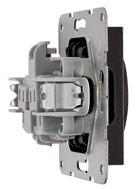 Pin socket outlet with safety shutter, screw clamps, black_4