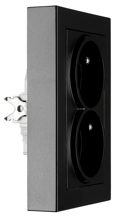 Pin compact socket outlet 2x2P+E, 45° turned, cage cl, black_3