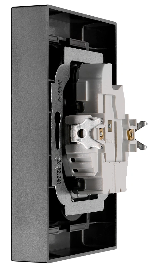 Pin compact socket outlet 2x2P+E, 45° turned, cage cl, black_4