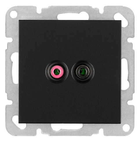 Audio socket, screw clamps, black