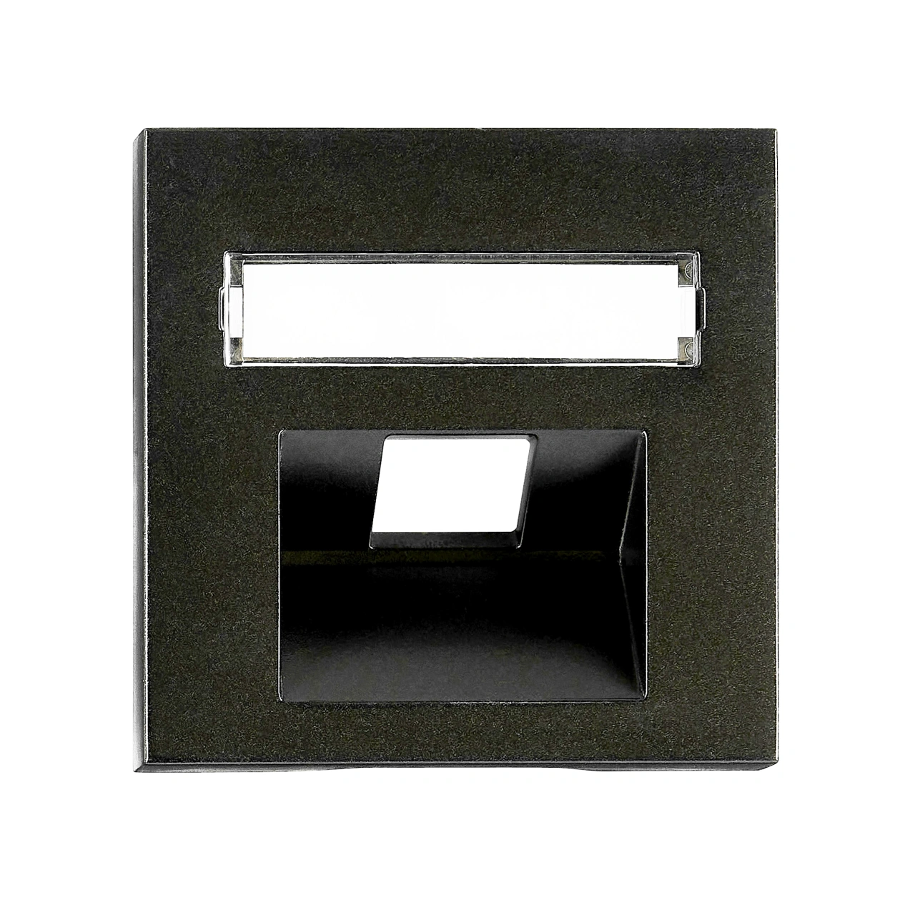 Cover for RJ45 UAE outlet, labelling window, 1-Port, black