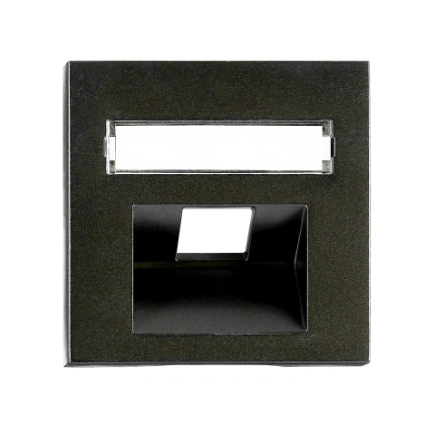Cover for RJ45 UAE outlet, labelling window, 1-Port, black