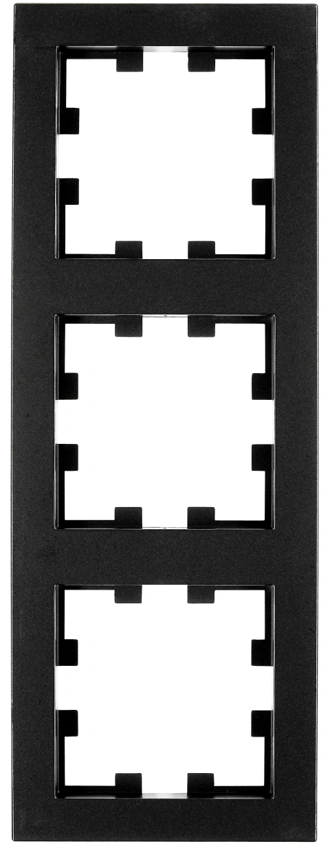 Three gang frame, Design CUBIC, black