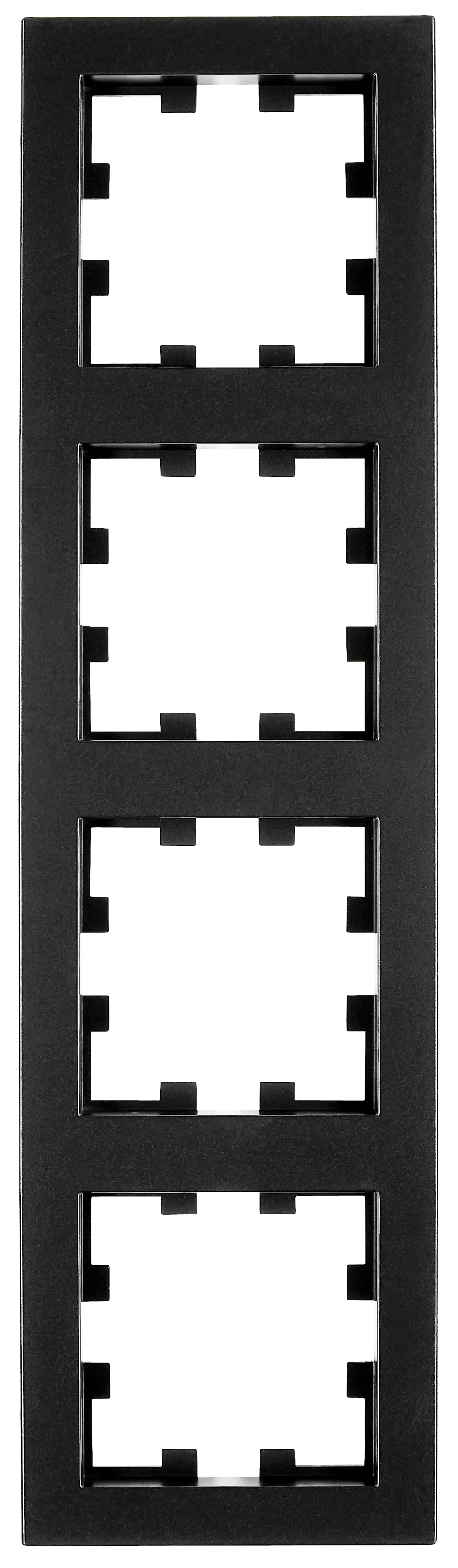 Four gang frame, Design CUBIC, black