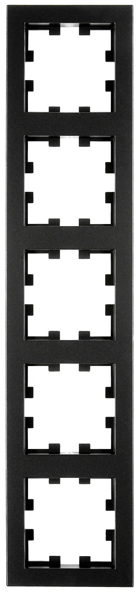 Five gang frame, Design CUBIC, black