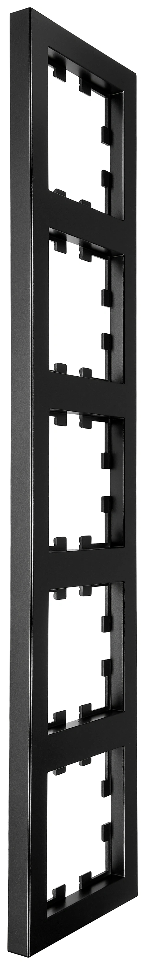 Five gang frame, Design CUBIC, black_2