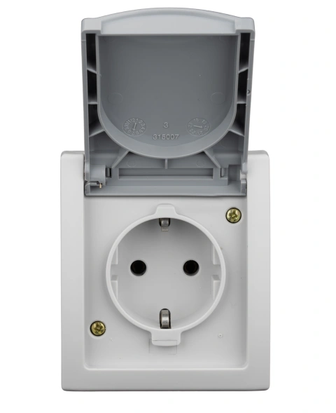 Priză cu PE şi capac, 16A, PT, cleme elastice, IP54
