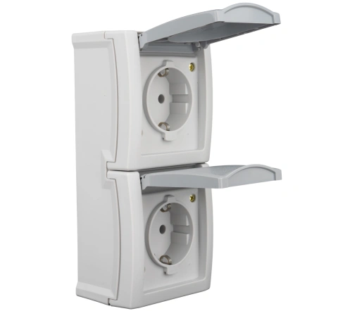 Priză dublă PE+capac, 16A, vertical, PT, cl.elastice, IP54_1