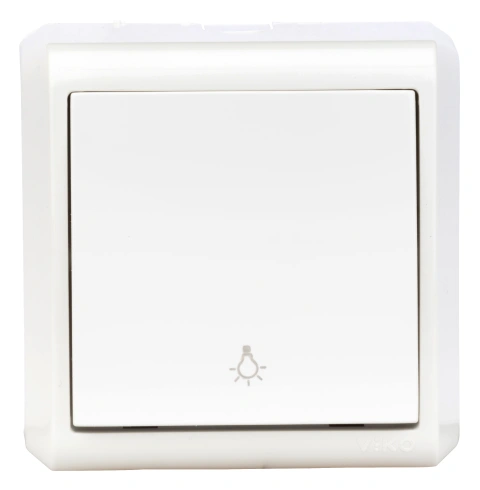 Buton 1ND, 10A, PT, cleme cu şurub, IP20, alb