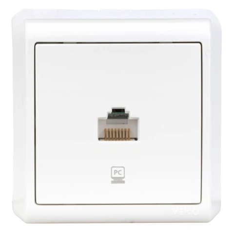 Priză telefon 1xCAT3, cleme cu şurub, PT, IP20, alb