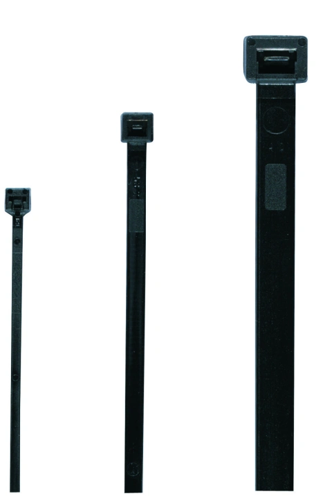 Cable band with plastic tongue, black 7.5x360mm