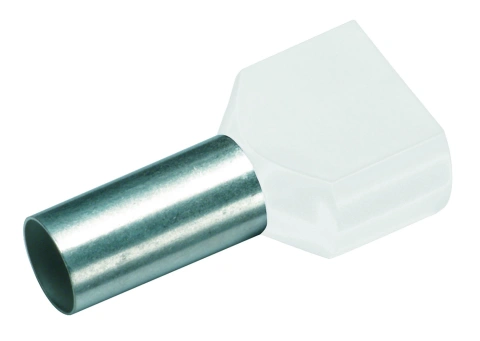 Wire ferrule, Duo 2x0.5mm², L1=8mm, white