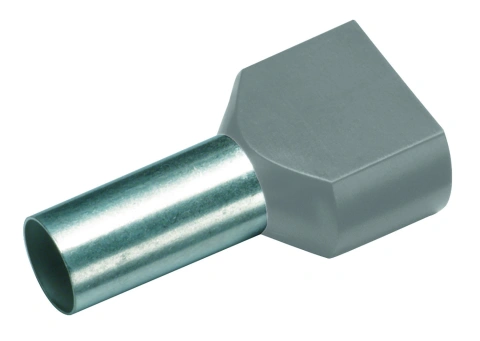 Wire ferrule, Duo 2x0.75mm², L1=10mm, grey