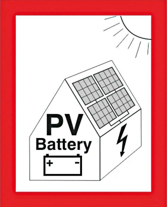 Fire protection sign PV-System with battery DIN 4066