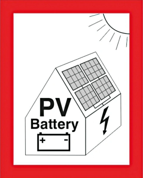 Fire protection sign PV-System with battery DIN 4066