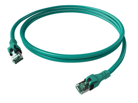 Patchcablu Cat.6a push pull ecranat RJ45 turcoaz , LS0H, 1m