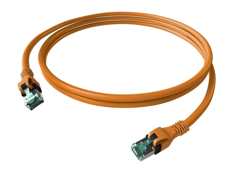 Patchcablu Cat.6a push pull ecranat RJ45 portocaliu,LS0H,10m