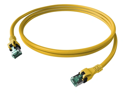 Patchcablu Cat.6a push pull ecranat RJ45 galben , LS0H, 10m