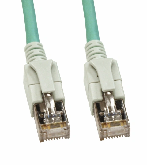 Patchcablu Cat6a cu LED ecranat RJ45 albastru-aqua 10GB 7m