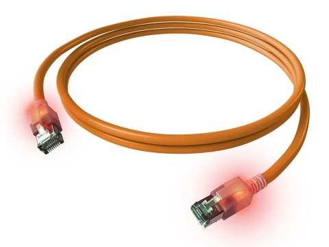 Patchcablu Cat6a cu LED ecranat RJ45 portocaliu 10GB 7,5m