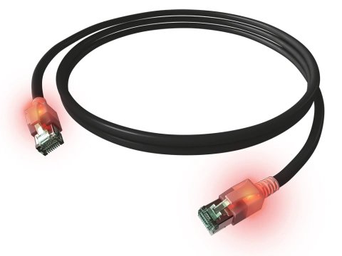 Patchcablu Cat6a cu LED ecranat RJ45 negru 10GB 3m